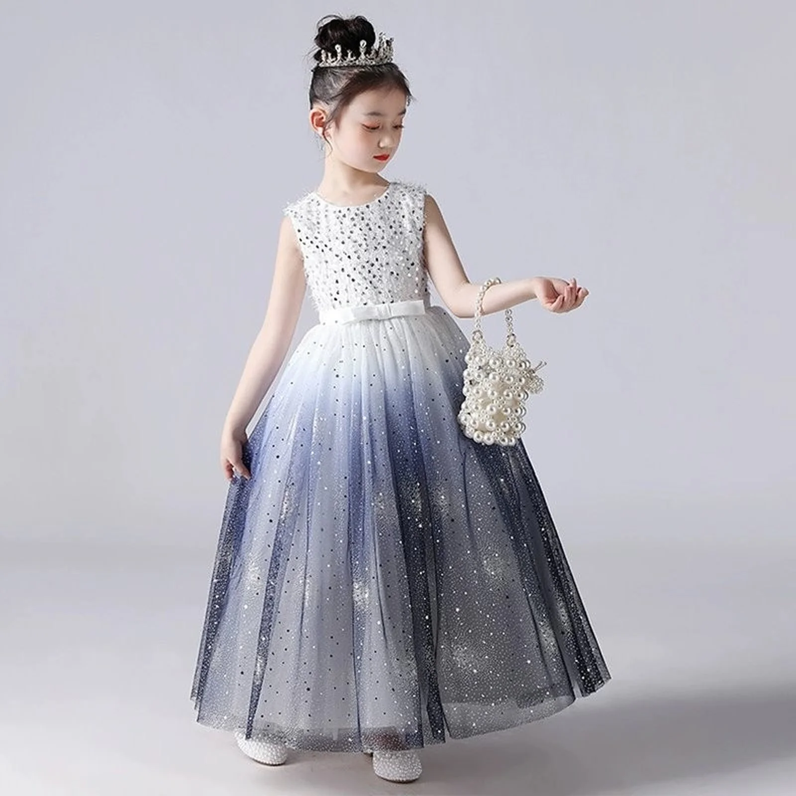 

Girl's Luxury Sequin Party Christmas Flower Wedding Birthday Dress Halloween Child Evening Age 8 To 14 Woman Long Tulle Costumes