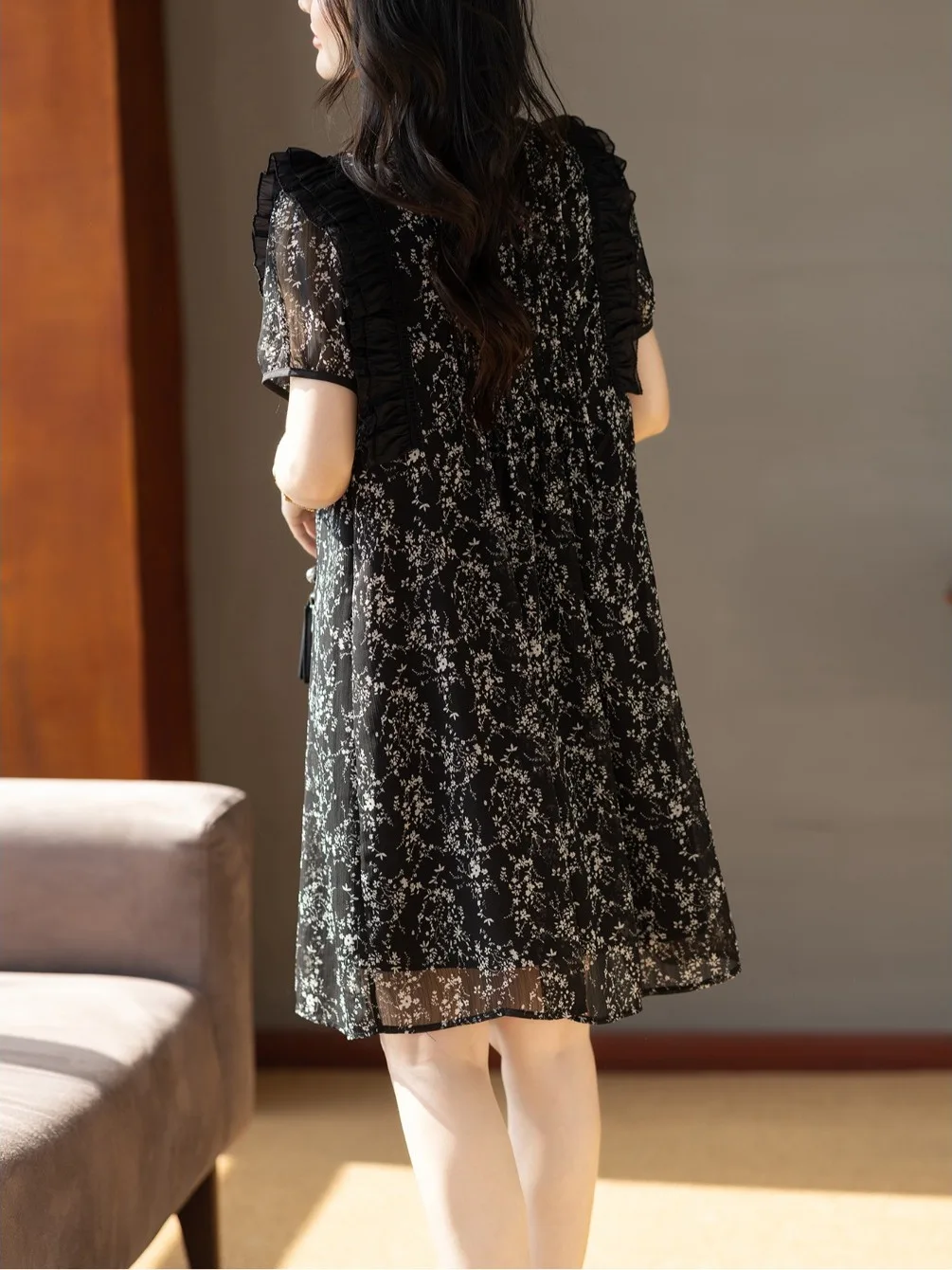 Grande taille imprimé fleuri ort Sve Dr Midi jupe trapèze Bla trajet Sle taille ample été nouveauté femmes Dr