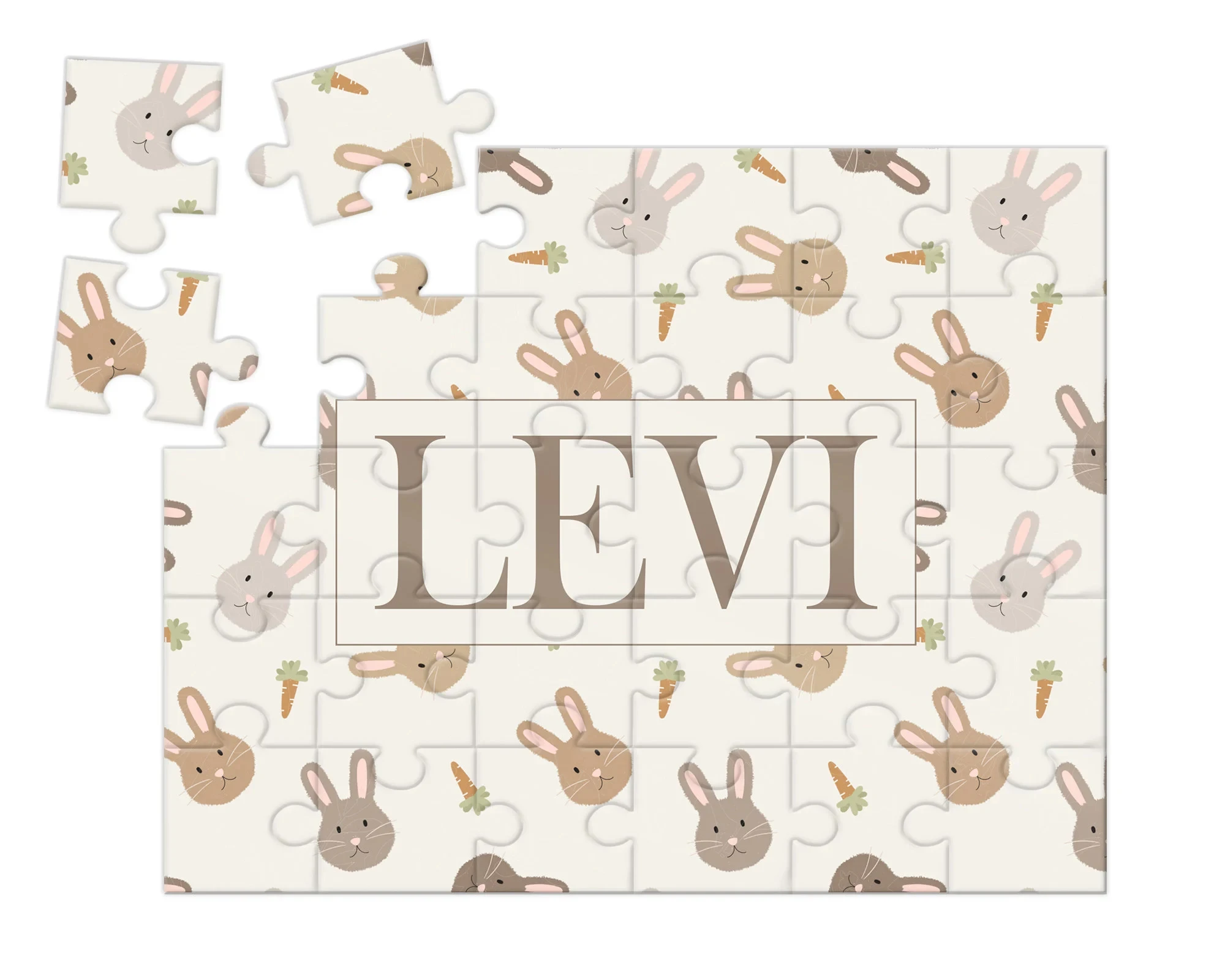 25*20 CM Personalizzato Ragazzo Coniglietto di Pasqua Nome Puzzle Cestino di Pasqua Riempitore per Bambini Regalo di Pasqua, Puzzle con Nome, Puzzle Personalizzato 5*6 Pezzi