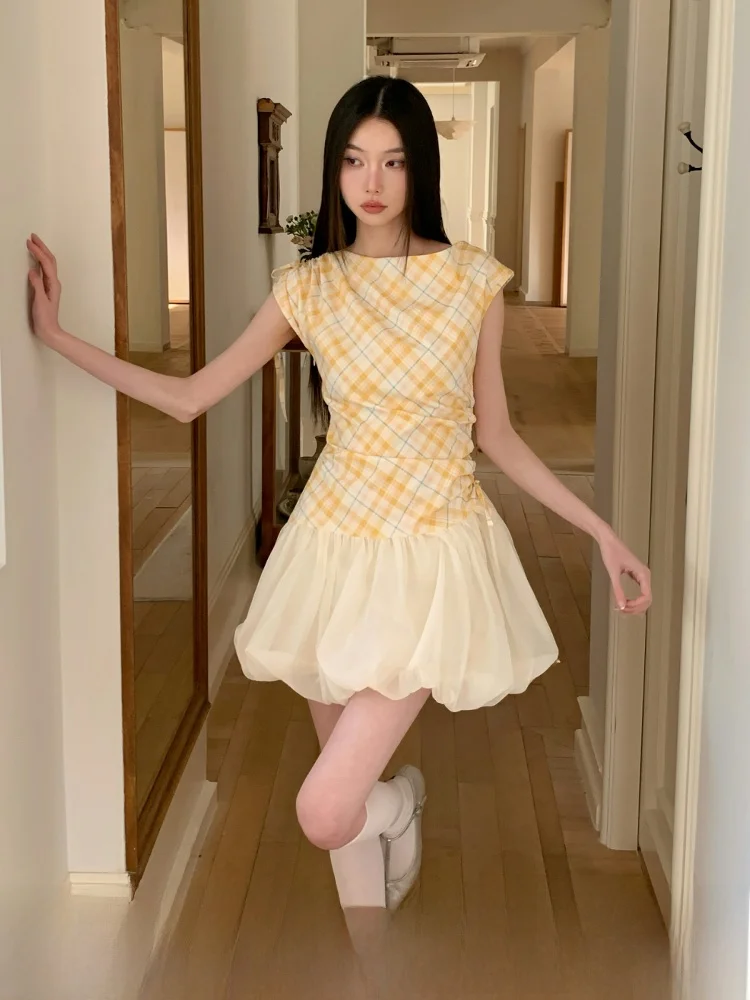 

Летнее плиссированное платье MOXI с завязками на талии, уникальным дизайном и высокой талией, длина миди, из полиэфирного волокна.