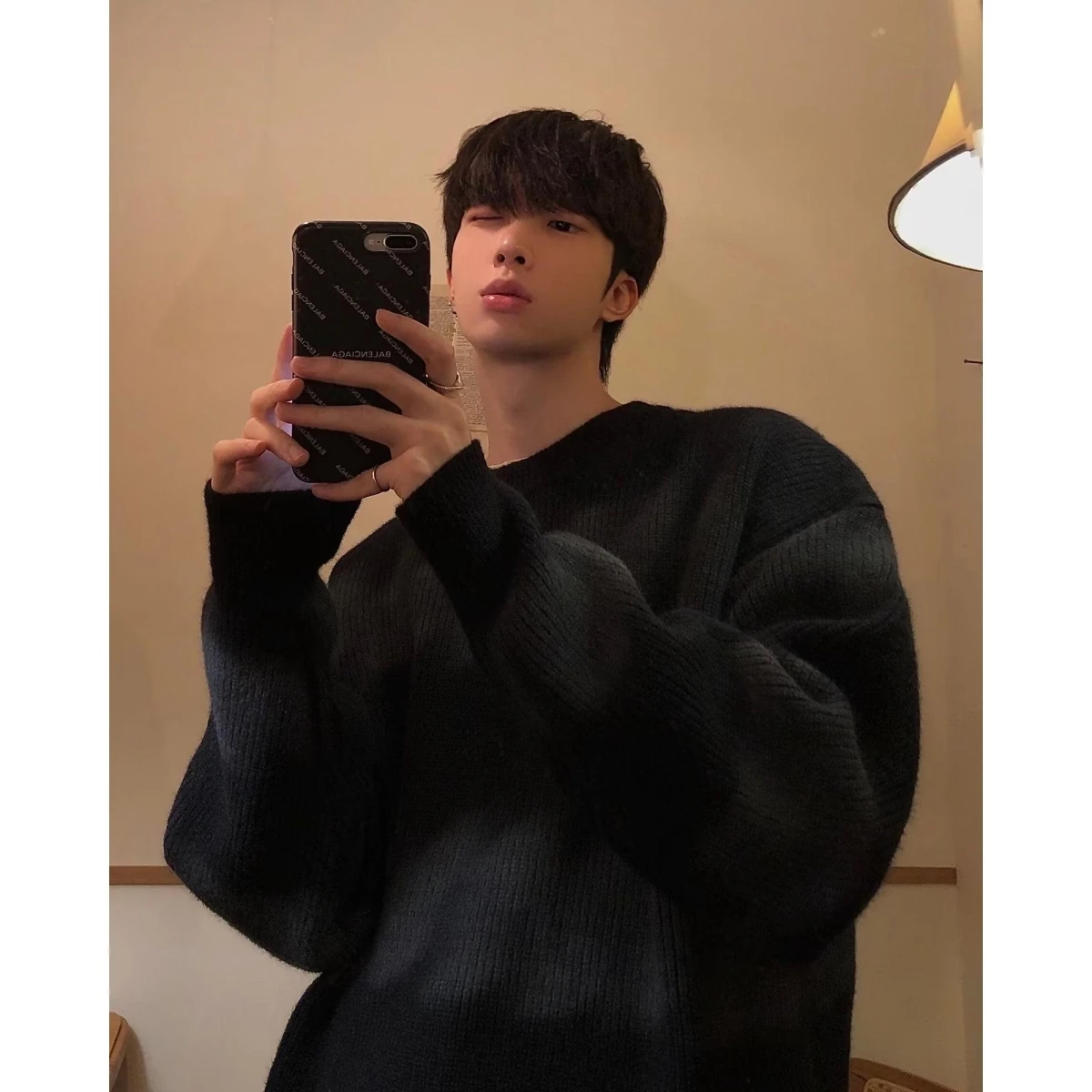 

Мужской свитер Thiened на осень-зиму, свободный корейский повседневный японский трикотаж, зимний Ins Hong Kong Sle, ленивый трикотаж