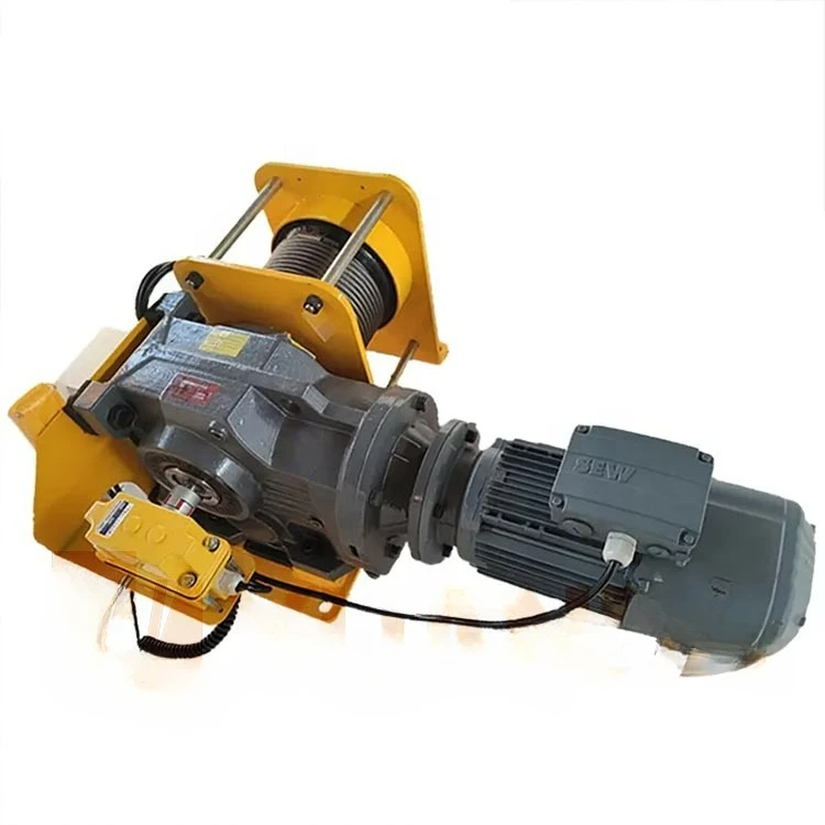 Small Worm Gear Motor Hoist 100kg 1T 2T 1 2 3 5 10 Ton Vertical Wire Rope Cable Drum Fast Traction Pull Tow Lift Electric Winch