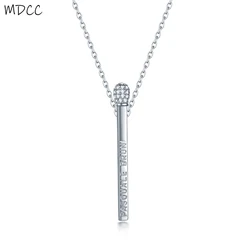 Unique Music Microphone Crystal Pendant Necklace Women Clavicle Chain Choker Zircon Statement Necklaces Wholesale Collier Femme