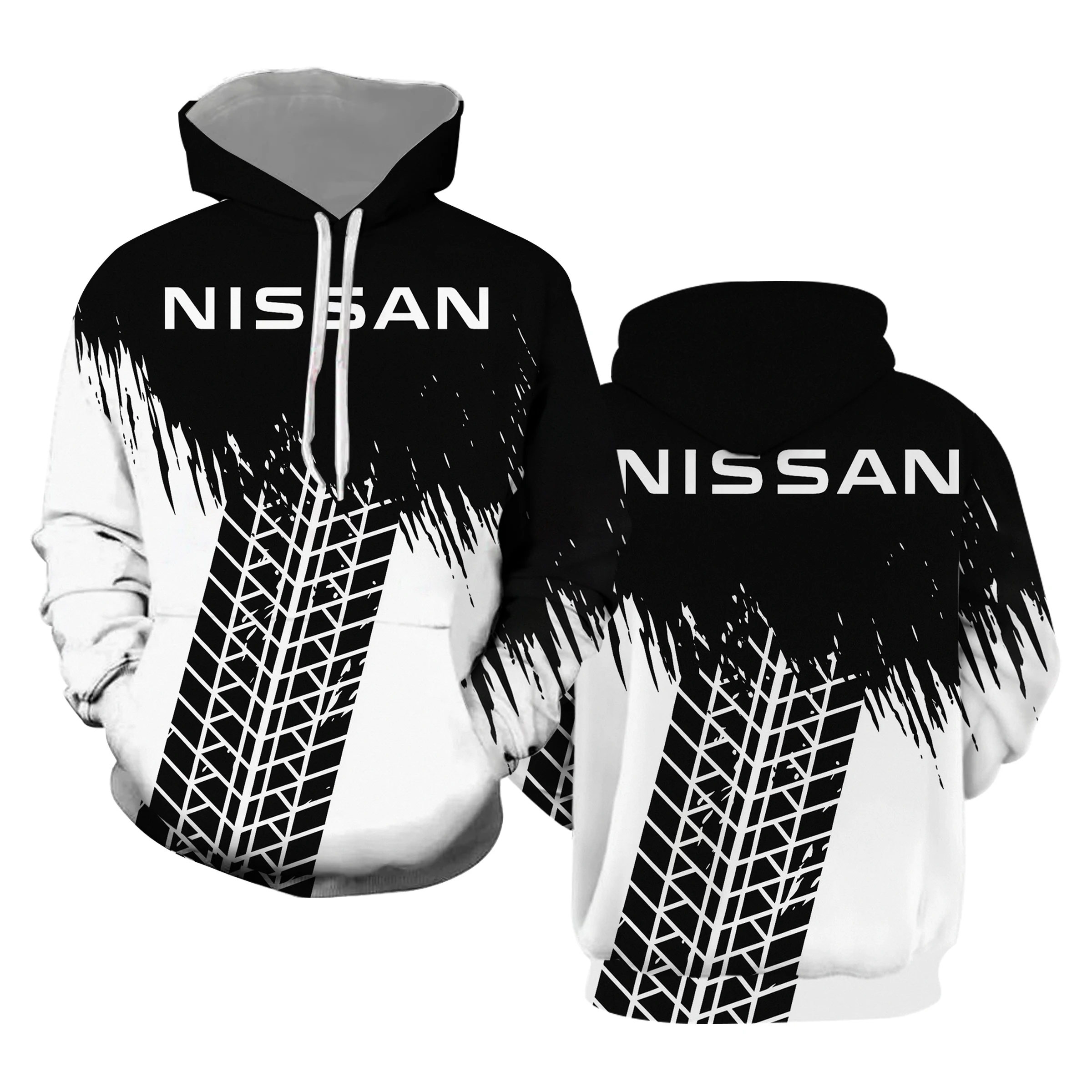 2025 Autumn/Winter Nissan Hooded Sweatshirt, 3D Gradient Style Loose Sweatshirt, NISSAN Printed Men's Sportswear