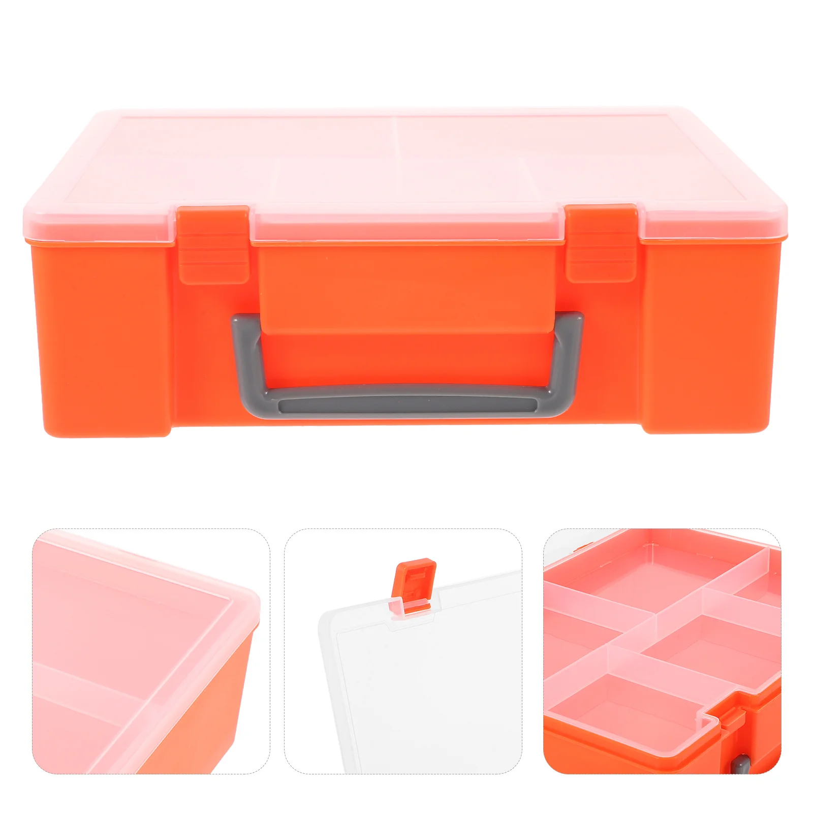 Plastic Parts Organizer Boxes Electronics Components Supplies Orange Color Tray Rectangle Storage Tool Box Home Use