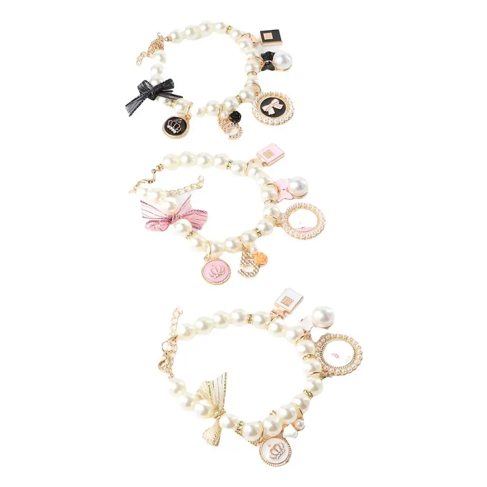 مجوهرات الزفاف الاشياء الوردي الكلب سلسلة حجر الراين جرو اكسسوارات الأميرة الحيوانات الأليفة الياقات القوس طوق قلادة القط المجوهرات #6