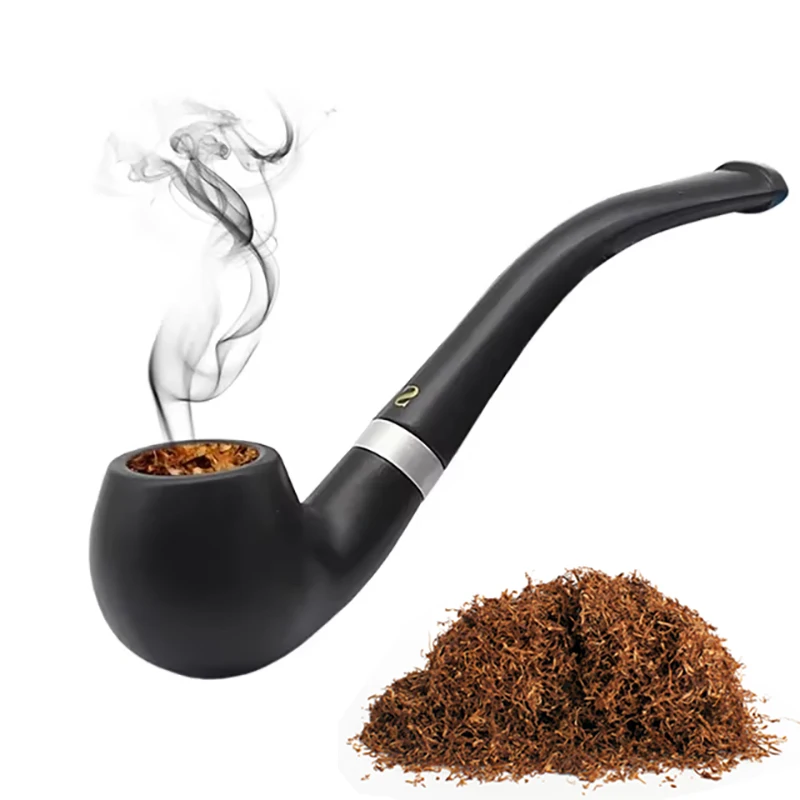 Resin Ebony Wood Tobacco Pipe Retro Bakelite Bending Filter Pipe Potable Handheld Smoking Pipe Cigarette Accessories Men's Gifts
