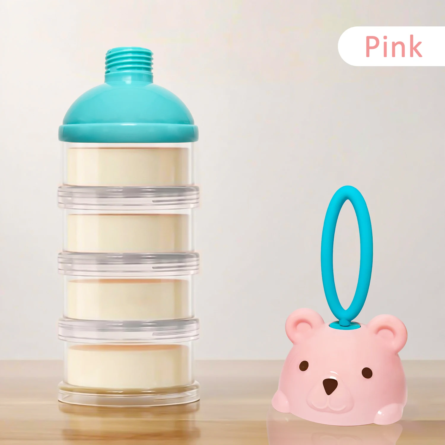 

Четырехслойная портативная коробка для сухого молока, коробка для добавок для детского питания в форме мультяшного медведя, отделение не вкусная