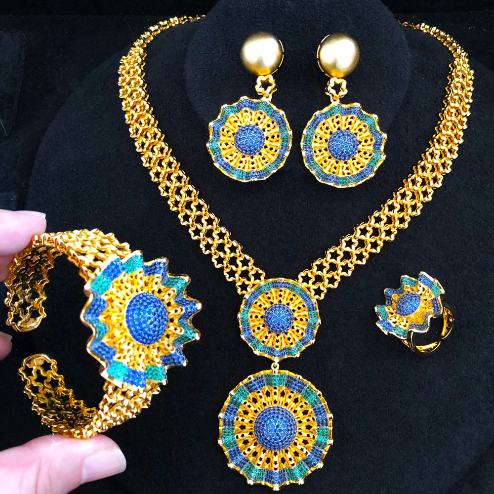 GODKI New Trendy 4PCS Full Micro CZ Luxury African Jewelry Set For Women Wedding Party Zircon Crystal Indian Neckalce Earring