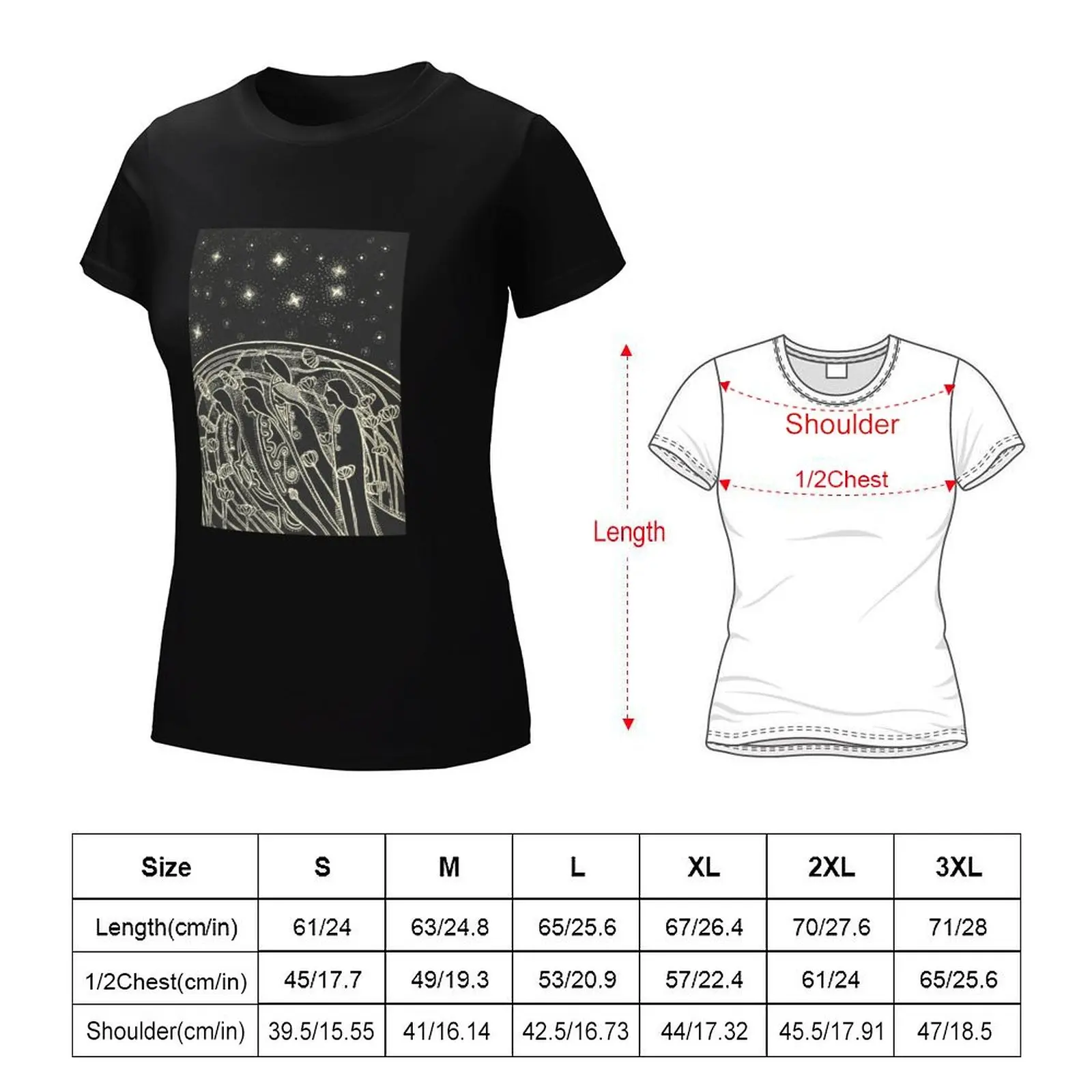 Space Women and Stars Artwork T-Shirt shirts graphic tees aesthetic clothes spring clothes Women 2024