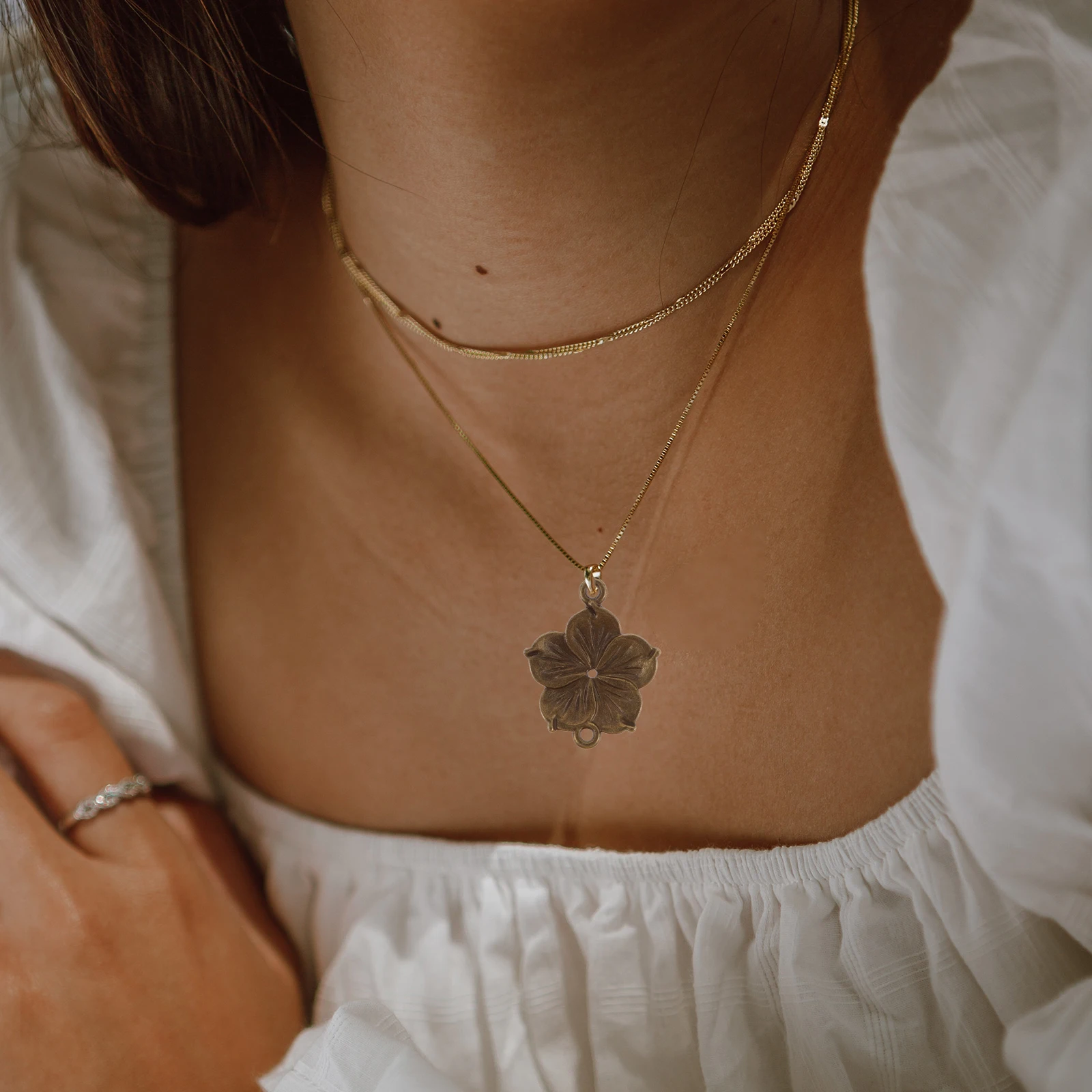 

50 Pcs Charms for Necklace Making Floral Connector Alloy Flower Accessories Pendants Retro
