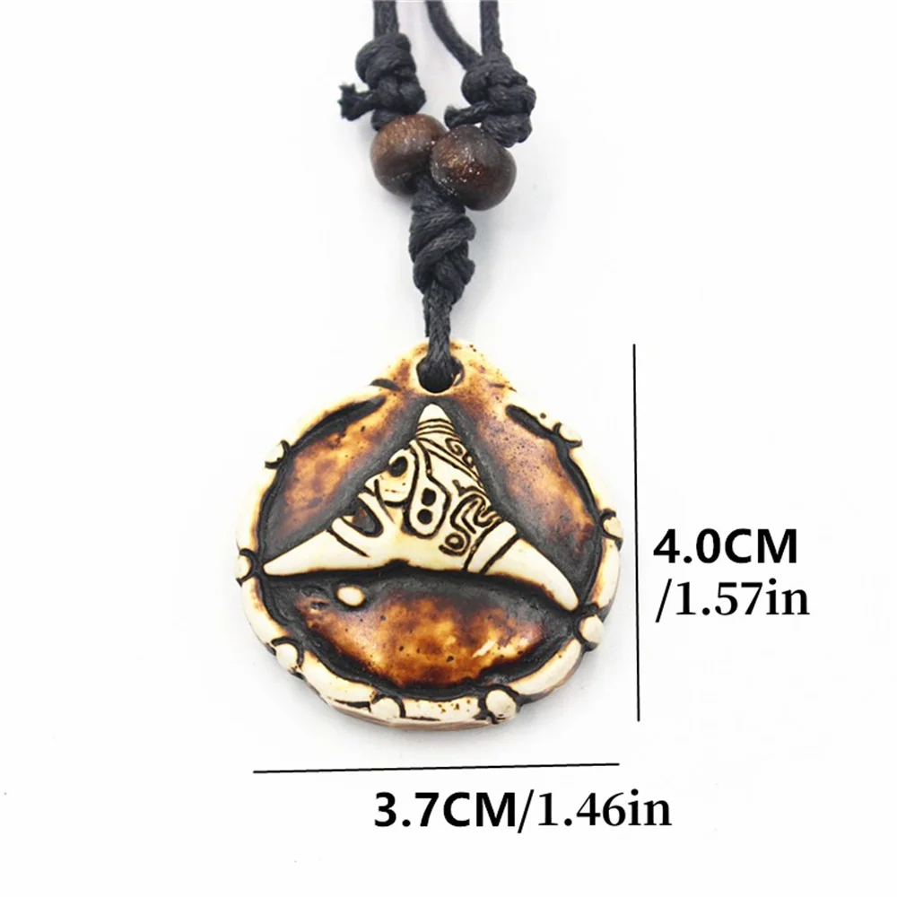 Hawaiin Imitation Bone Carved Puerto Rico Tribal Sun Coqui Taino CAGUANA Kokopelli Necklace For Men Women Jewelry Gift