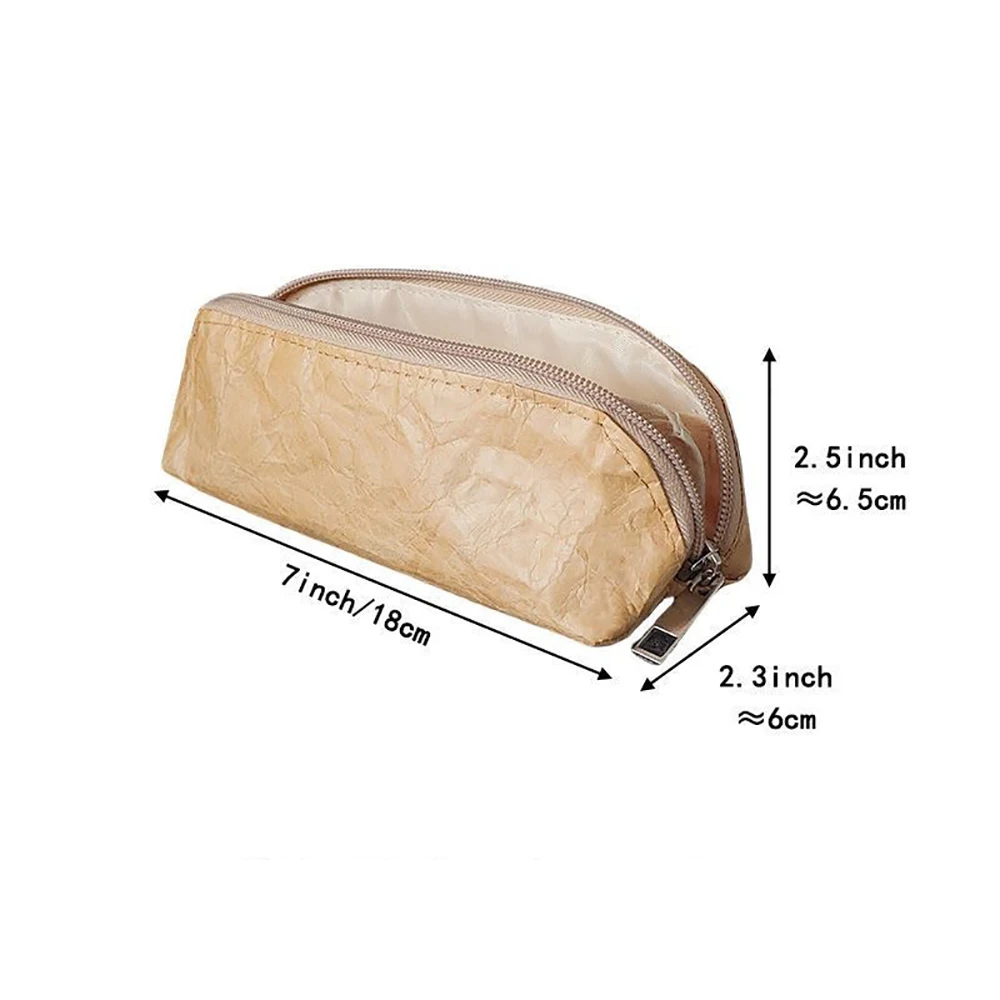 10pcs Cosmetic Bags Vintage Dupont Paper Plain Printing Khaki Pillow Shaped Pencil Bag Size 18*6*6.5cm