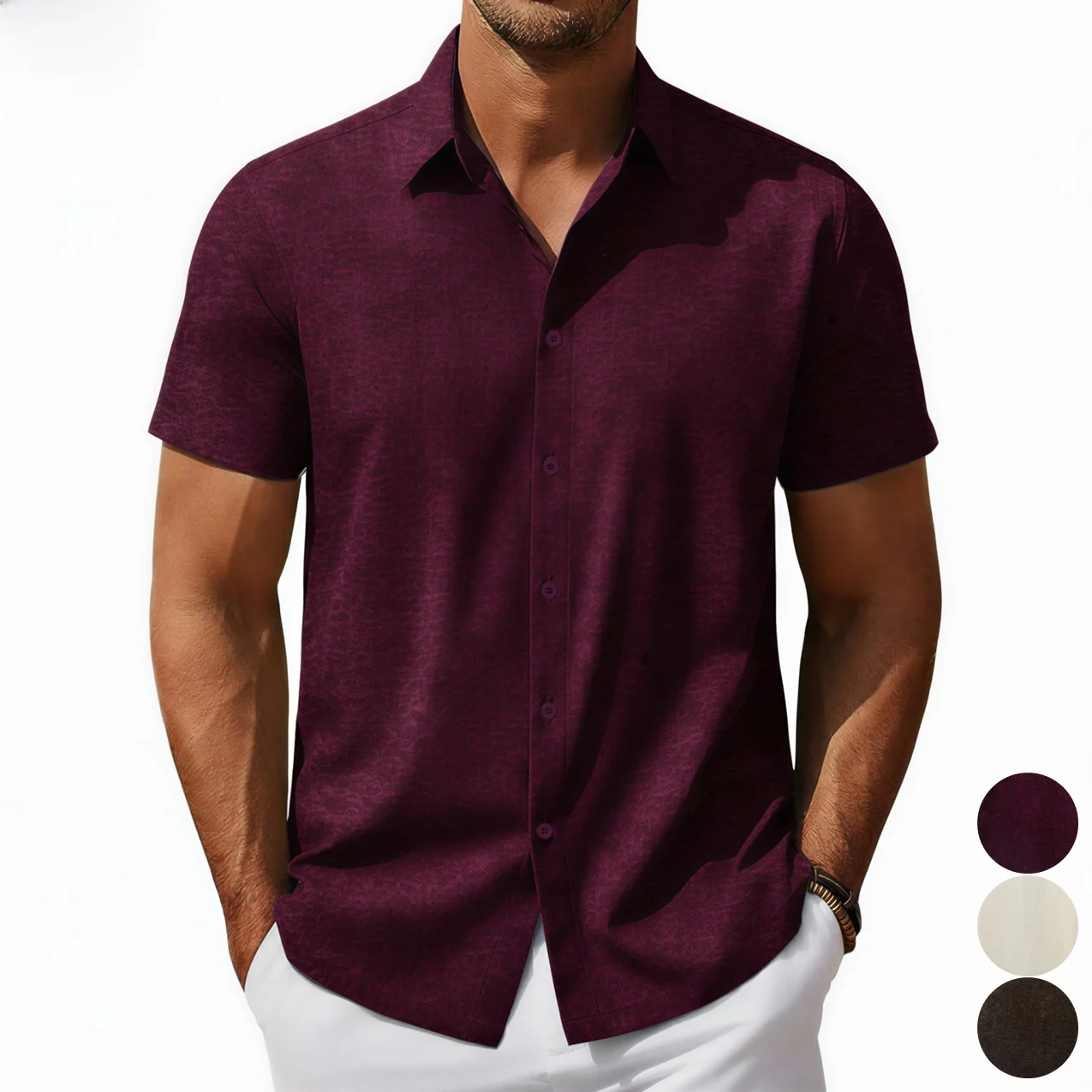 

Мужская повседневная рубашка однотонная с коротким рукавом, квадратным воротником, из вельветовой ткани, приталенного кроя, в уличном стиле, летняя мода, китайский бренд