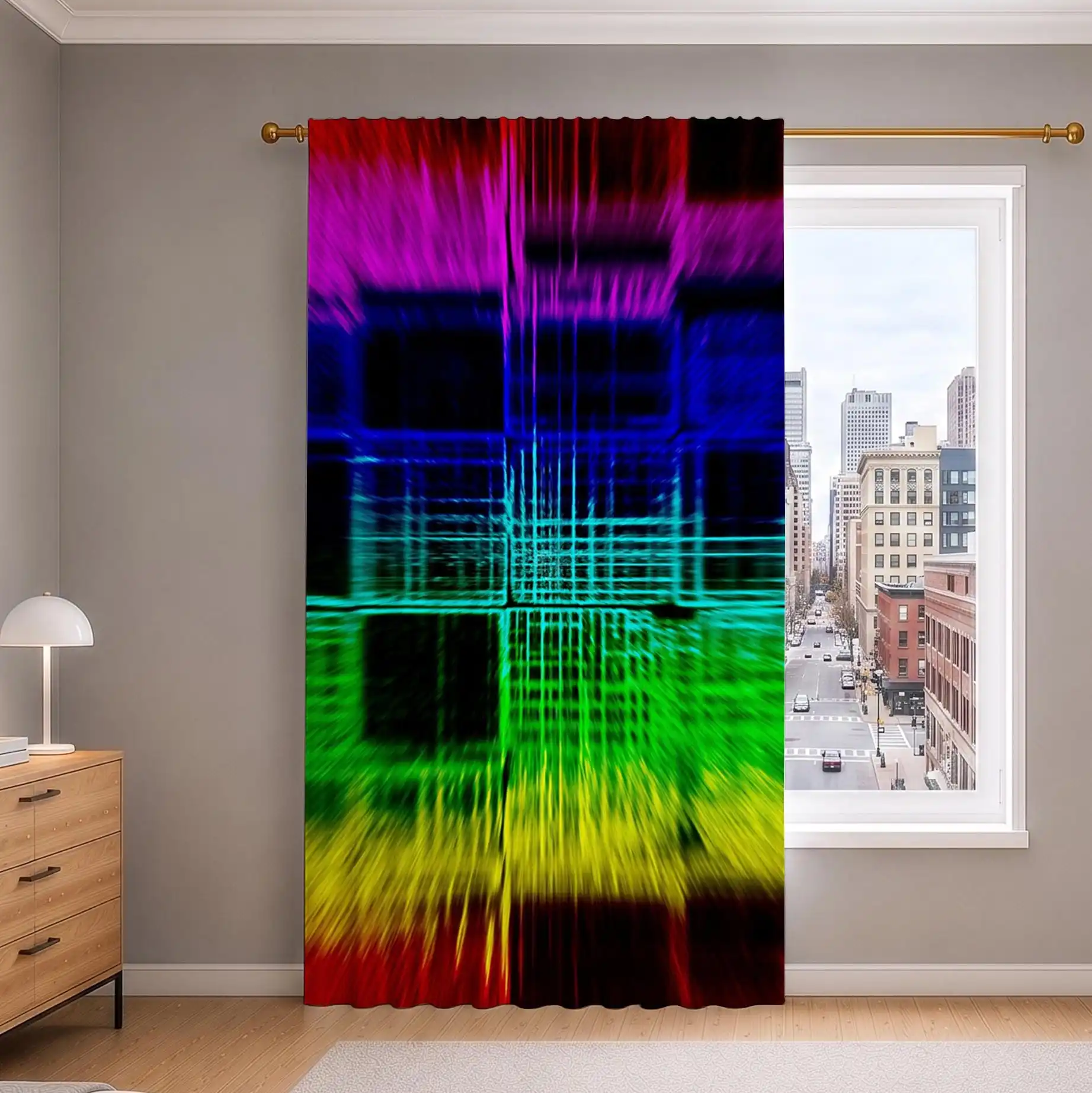 Vibrant Abstract Geometric Pattern Curtains for Living Room Home Decor Window Drapes