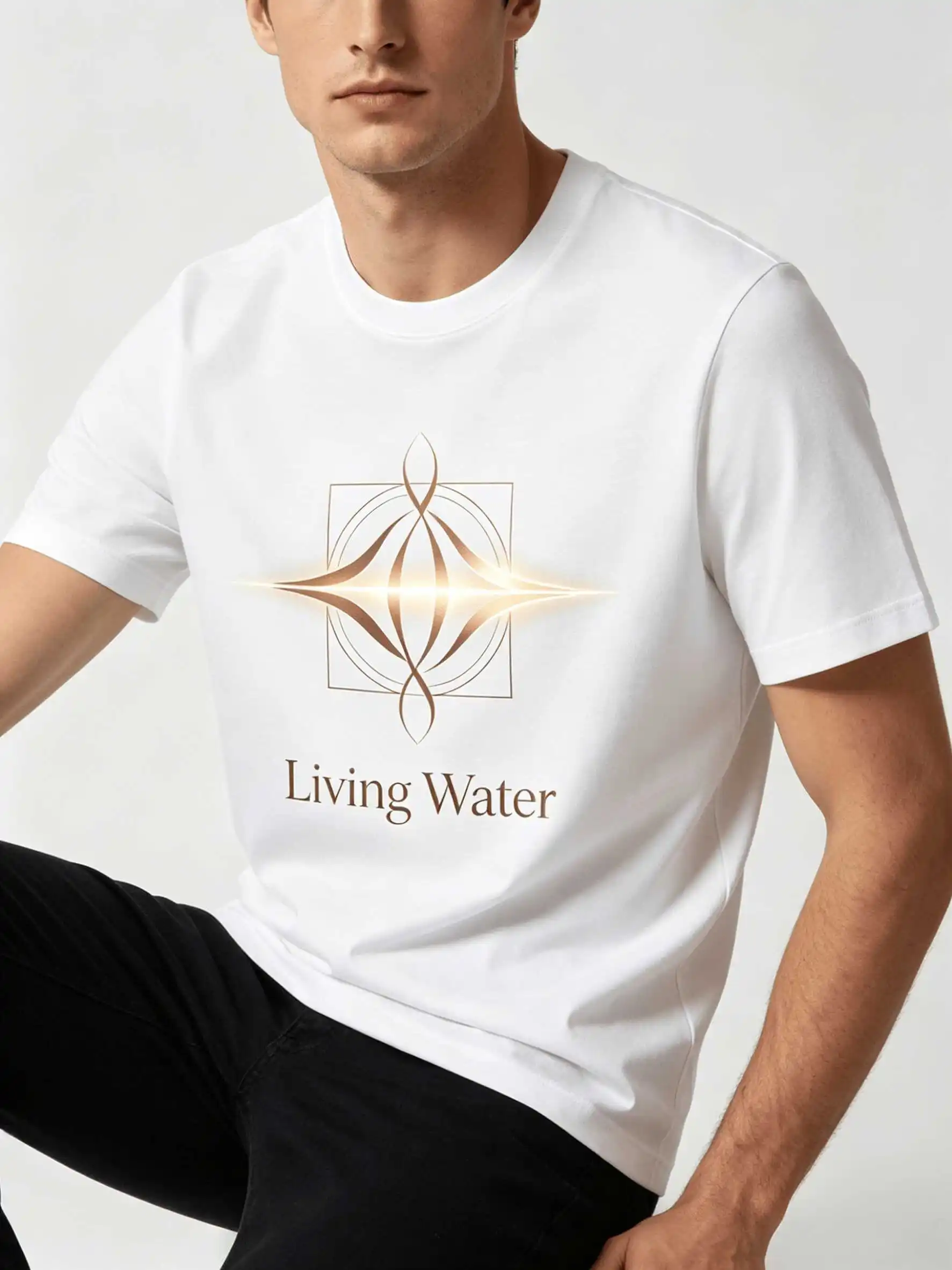 US Local Shipping Summer Cotton Living Water Geometric Tee Quiet Luxury Gift S-5XL