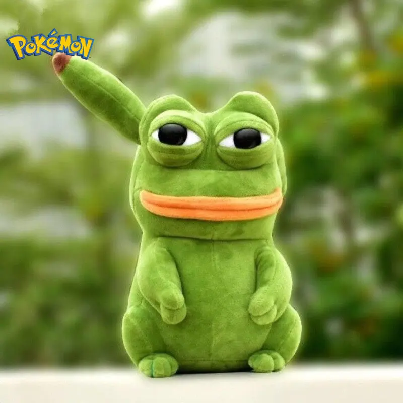 23cm Pokemon Pikachu Plush Toys Kawaii Pikachu Cosplay Sad Frog Pepe Plush Doll Soft Stuffed Anime Elf Doll Xmas Gift For Kids