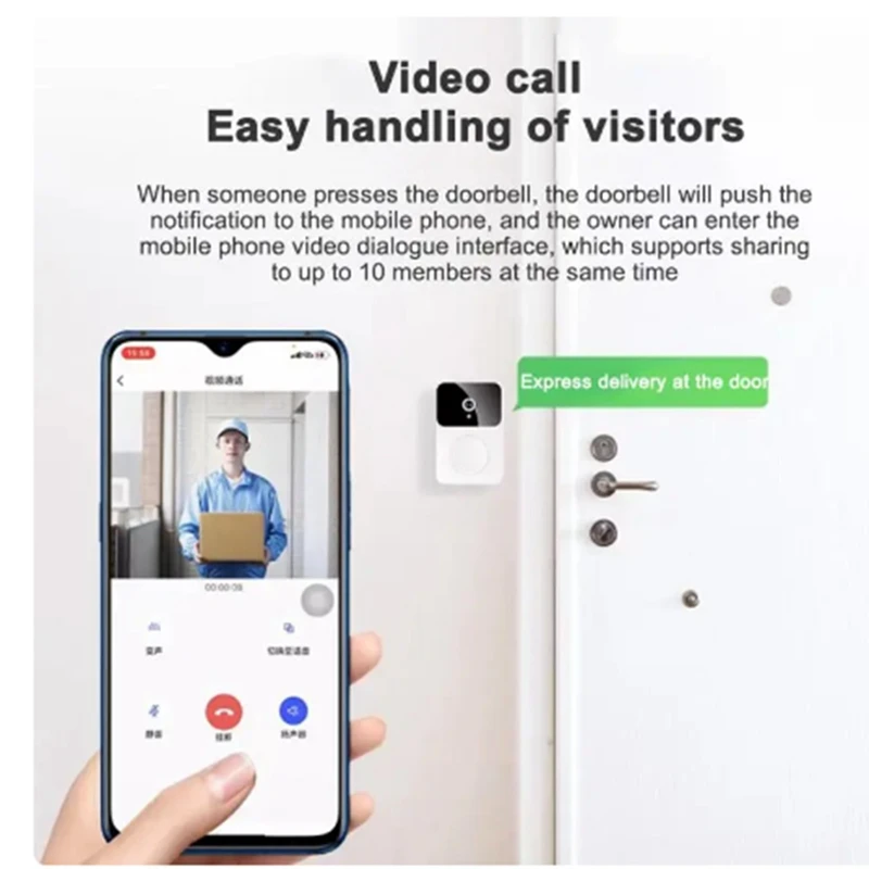 สมาร์ทไร้สาย Wifi Video Doorbell กันน้ํา 1080P HD Video Doorbell พร้อมกล้อง HD อินฟราเรด Night Vision กล้องทนทาน