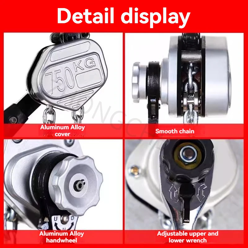 Imported Mini Manual Hoist Mini Manual Hoist Aluminum Alloy Shell Small Hand Chain 3 Meters 6 Meters