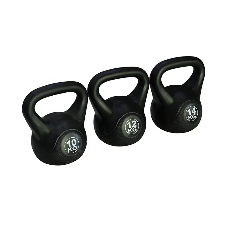 Wholesale Home Gym Black 2 4 6 8 10 12 Kg Fixed Kettle-bell Lady\'s Small Dumbbells Cement Plastic Kettlebell