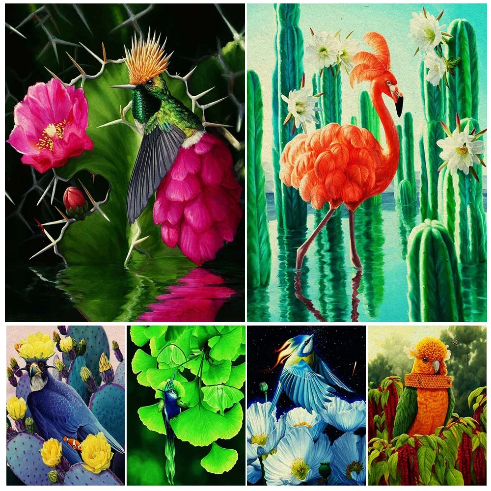 

Ore Woodpecker & Honeycomb Parrot Wall Art Canvas Painting Spiny-Headed Hummingbird,Mysterious Bird Art Poster Print Decoration