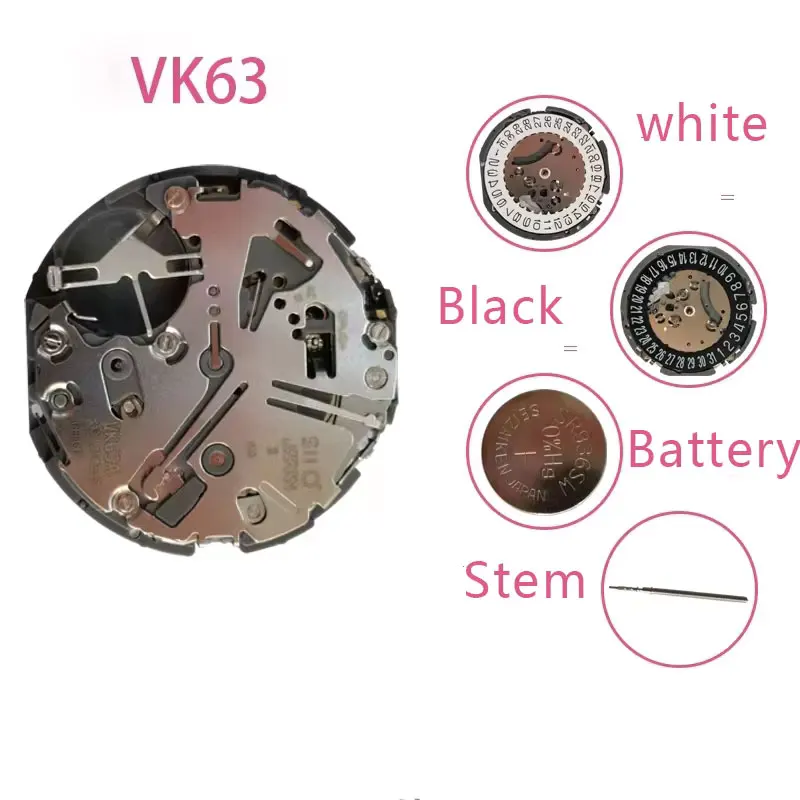 Japan Original Genuine VK63A Chronograph Quartz Movement with Battery Japan Original Mechanism VK63 VK61A VK67A Mod Replace Move