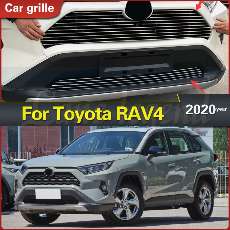 

Body Kit Front Bumper Cover Modified Grille Accessories High-quality Stainless Steel Racing Grill for Toyota RAV4 2020 Grills