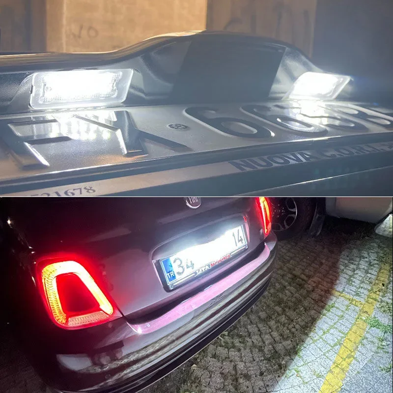 

2Pcs Canbus for Fiat 500c(convertible) All Models of The Kind 2007-2013 2014 2015 2016 LED Number License Plate Lights Lamps