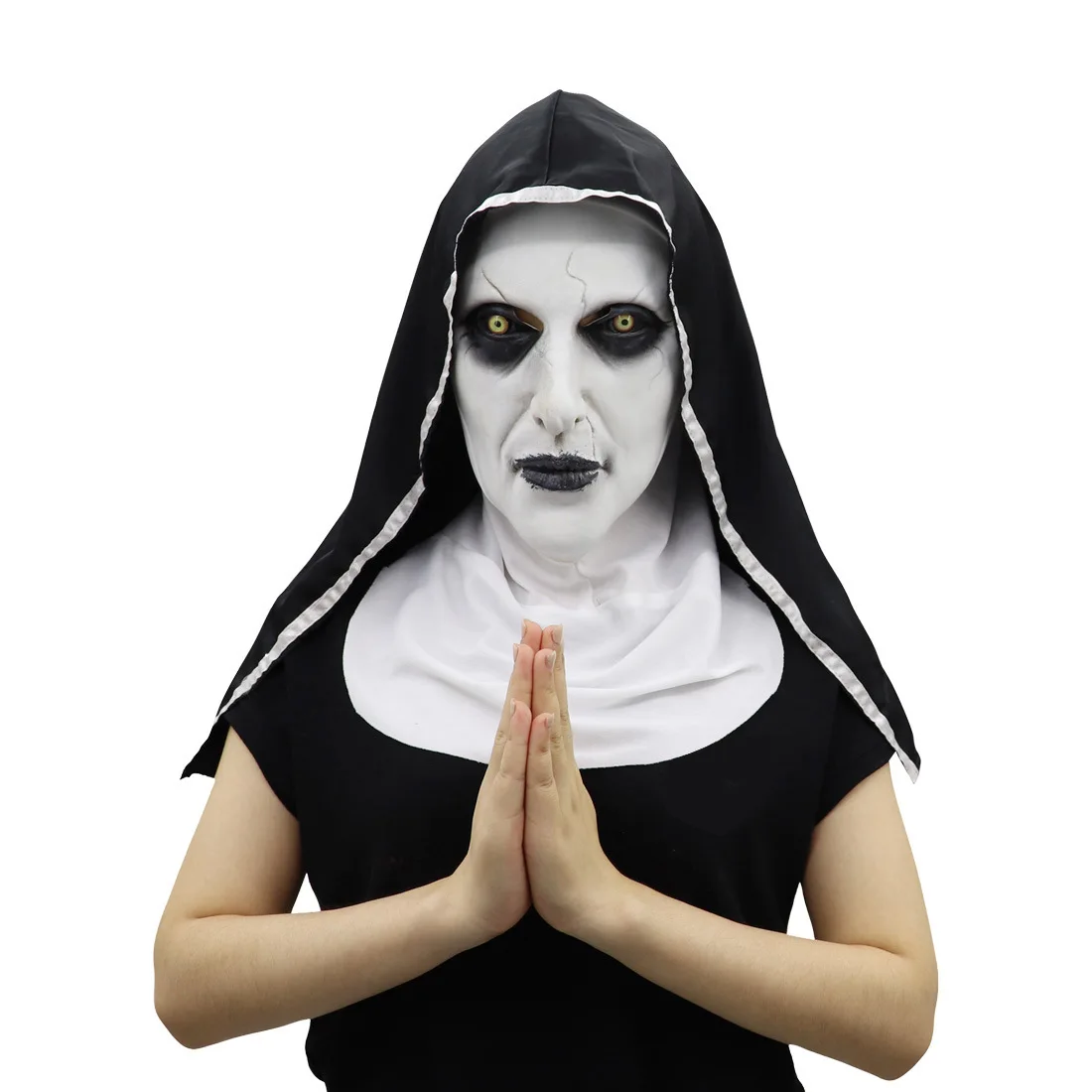 Halloween Nun Mask Horror Latex Masks Cosplay Mascarillas Valak Face Masques With Headpiece Wholesale And dropshipping