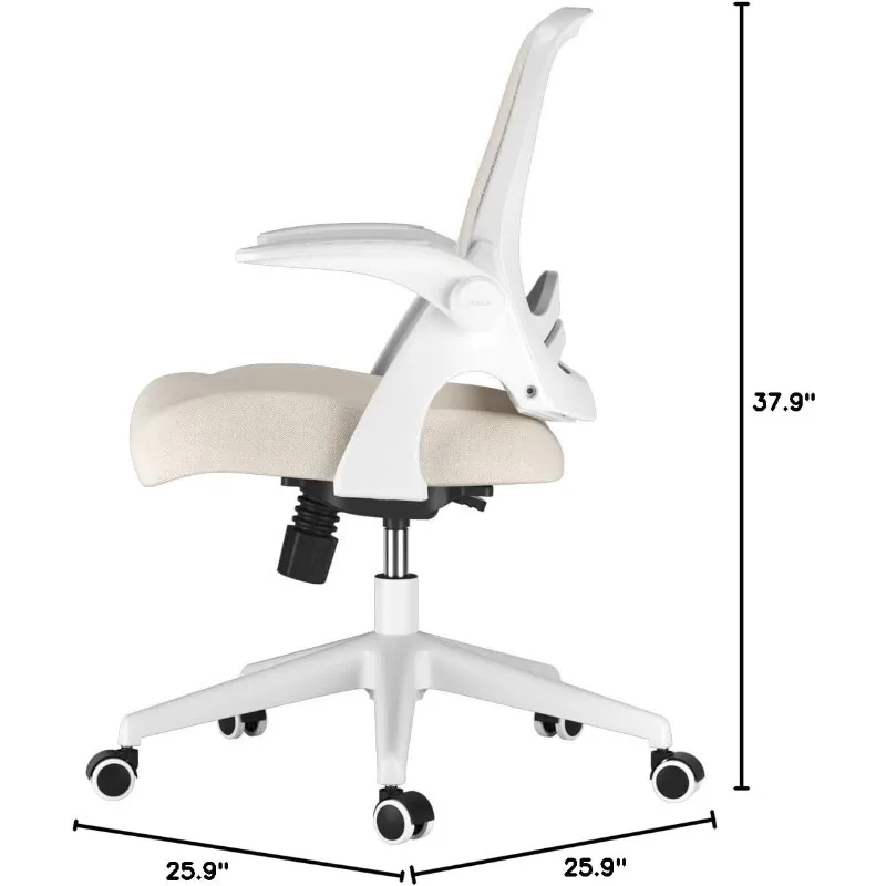 Office Chair, Desk Chair with Flip-Up Armrests and Cushion, Ergonomic Office Chair with S-Shaped Backrest, Swivel, Mesh