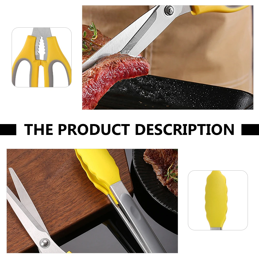 

Food Tongs Barbecue Scissors Kitchen Multifunction Household BBQ Yellow Tool Grill Kit Practical Scissor Clip Non Slip Heavy
