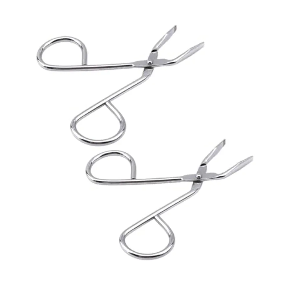 2Pcs Silver Stainless Steel Eyebrow Scissors Tweezers, Elbow Pliers Clip Scissors, Flat Tip Hair Plucker Hair Removal Tweezers,
