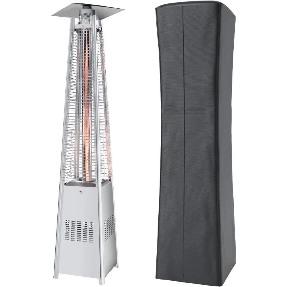 Pemanas Patio Piramida 48.000 BTU dengan Penutup & Roda, Pemanas Patio Luar Ruangan untuk Penggunaan Luar Ruangan, Perlindungan Keamanan Tiga Lapis, 8