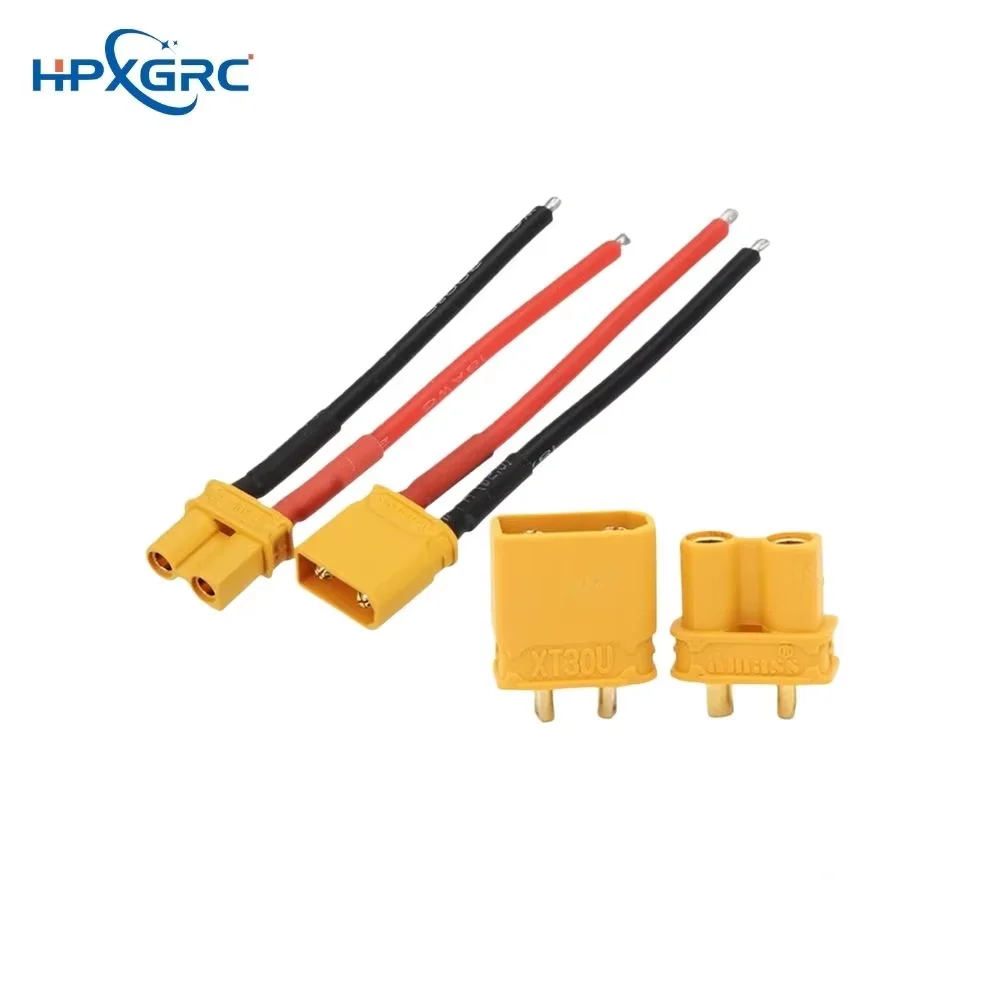 HPXGRC XT30U Pigtail Plug Male and Female Connector with 100mm 16AWG Tinned Wire Cable for RC Fixed wing Lipo Battery FPV Drone