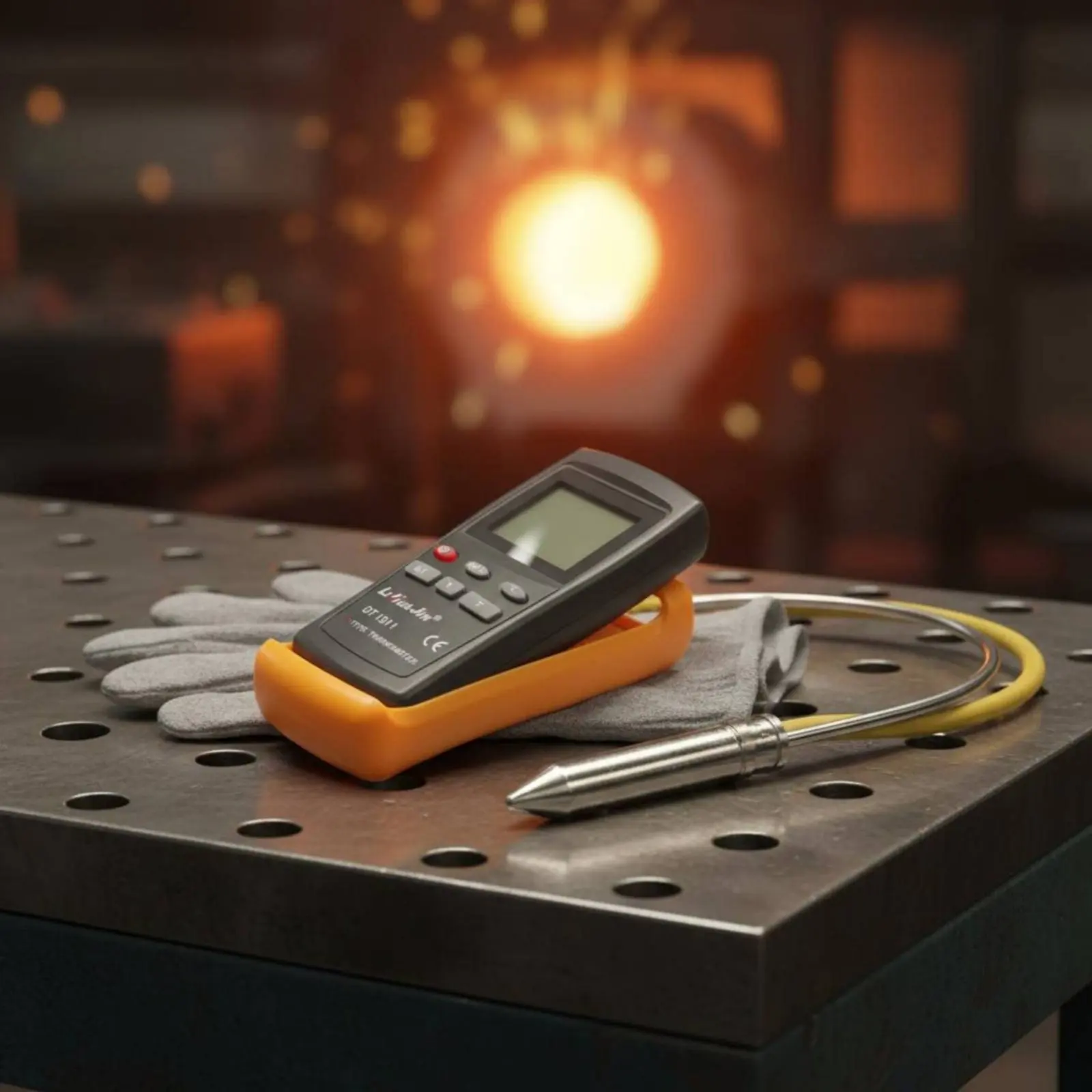 

K-Type Thermocouple Thermometer °C/°F Switchable Digital Thermocouple Thermometer Handheld Temperature Meter for Lab Setting