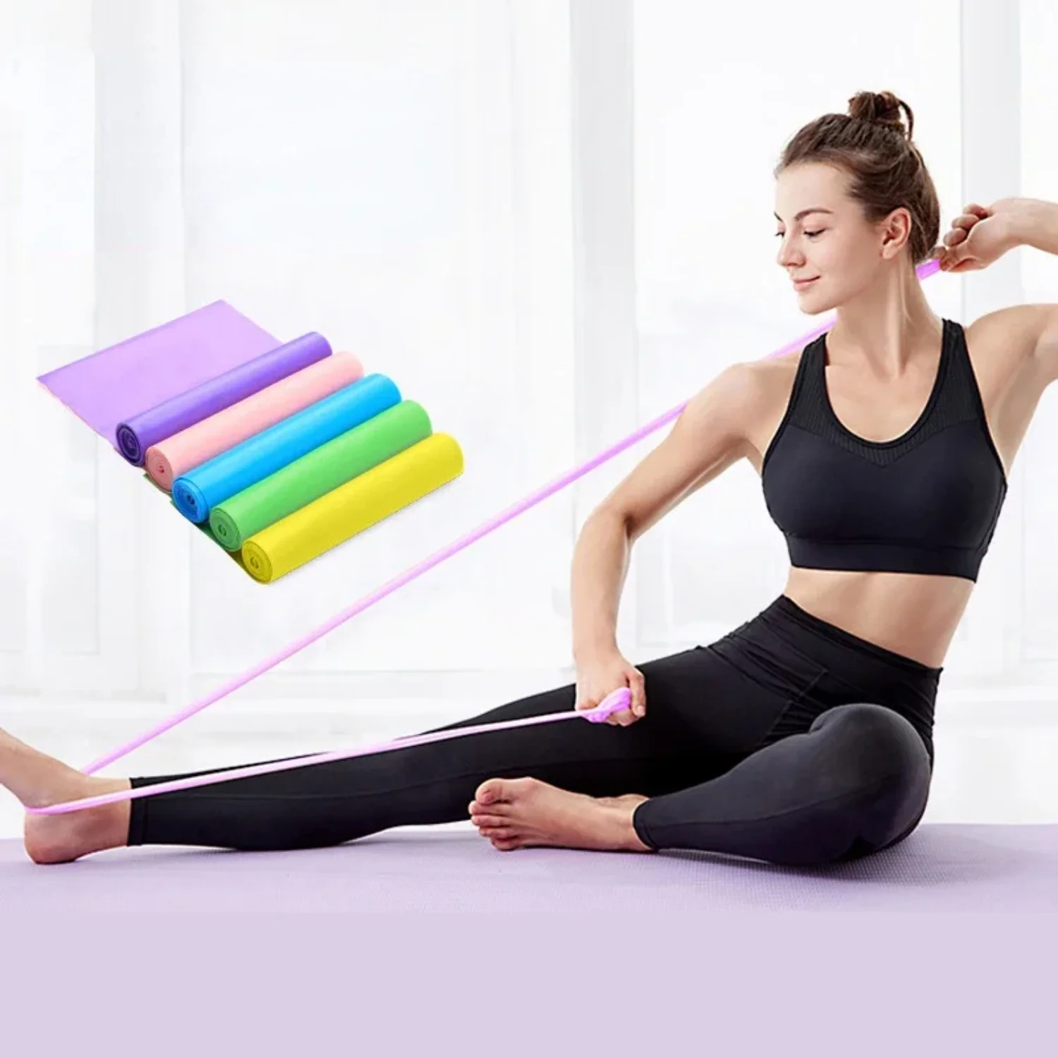 Stretch Resistance Band Good Tension Elasticity 150cm/200cm Rubber Elastic Band SET Portable Fit  Gym Yoga Sport Equipment Legs