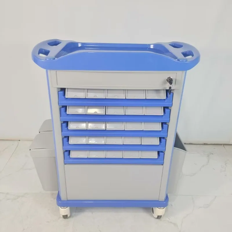 

Hospital ABS Double-Sided Medication Cart - Mobile Medical Drug Delivery Trolley