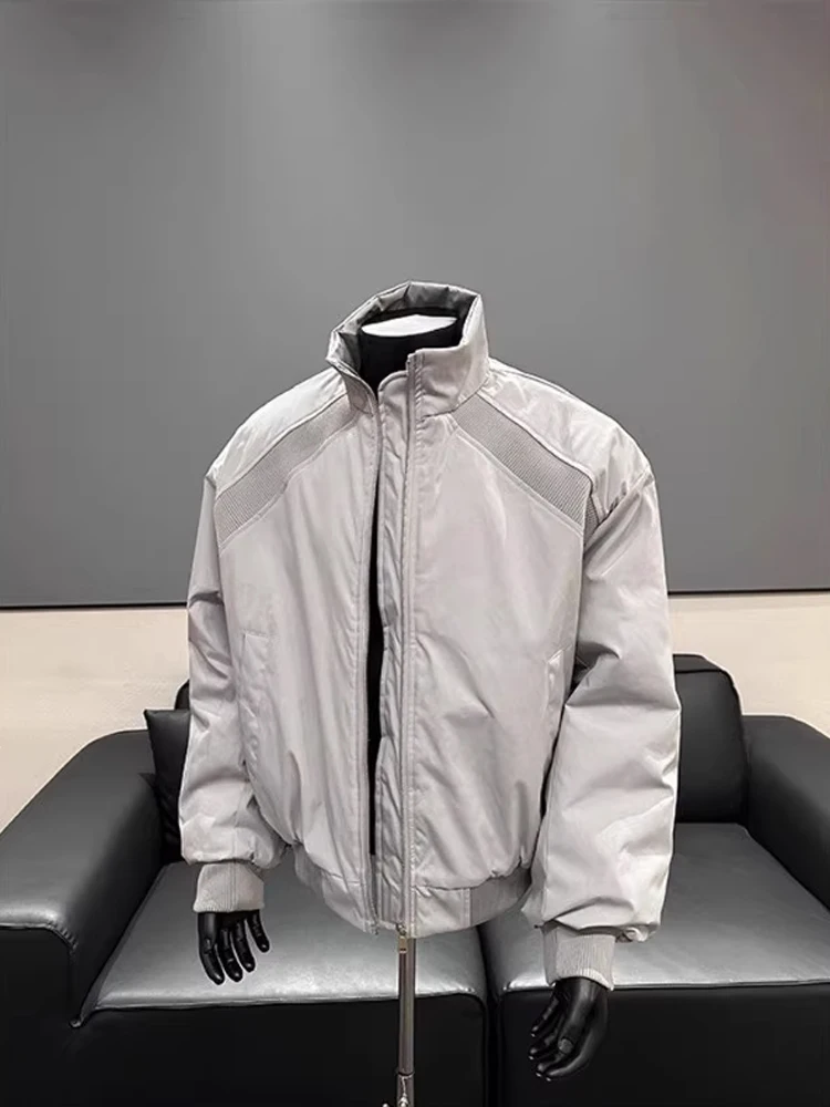 

Thiened American Deconstructed Stand Collar Men's Baseball Jaet Retro Sle Warmth ort Cotton Jaet Winter Outerwear