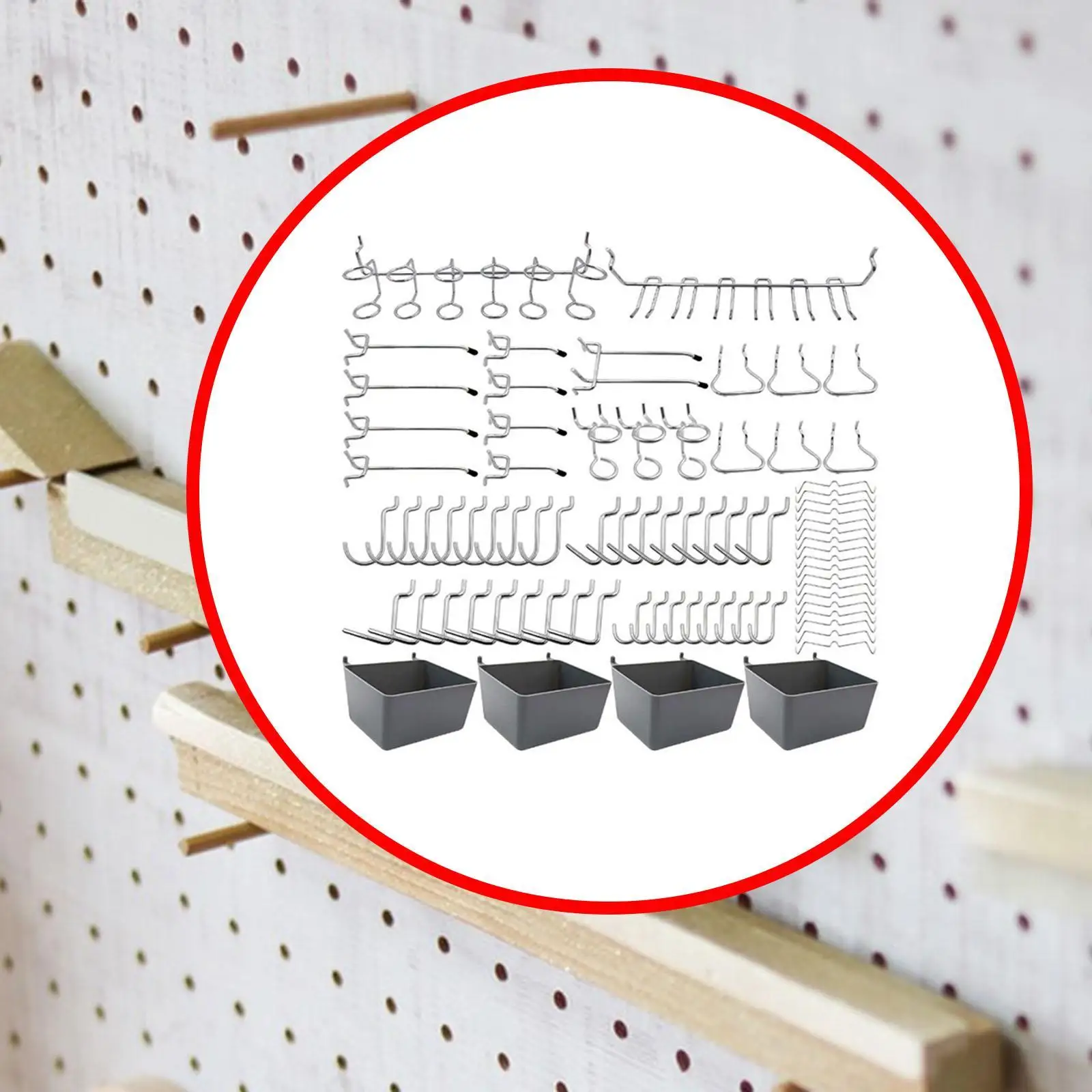 80Pcs Pegboard Hooks Assortment Set Pegboard Accessories Organizer Workbench Hanging Storage Kitchen Basement Workshop Hanger