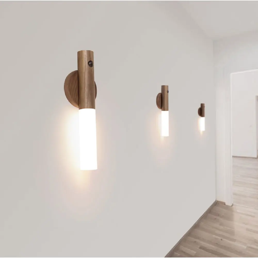 

Magnetic LED USB Wireless Wood Stick Night Light Warm Motion Sensor Wall Lamp Corridor Cabinet Wardrobe Light Decor Home Light
