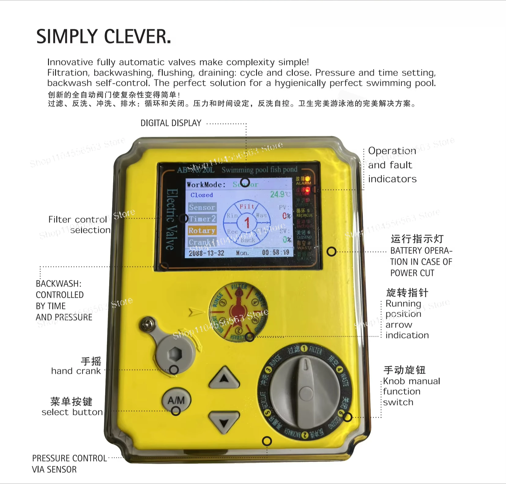 WIFI Enabled 6-Port Valve Actuator for Multi-Position Pool Systems, Compatible with Major Brand Valves