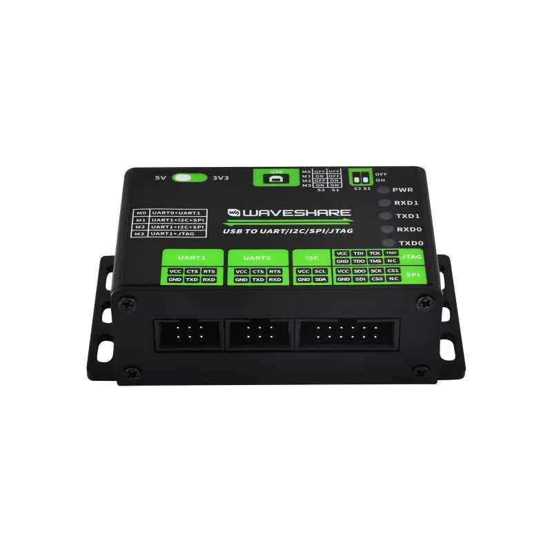 Convertidor USB a UART/I2C/SPI/JTAG, admite múltiples interfaces, compatible con 3,3 V y 5 V