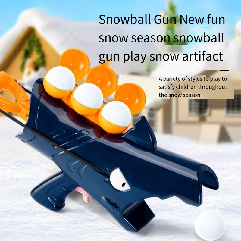 Children's snowball gun Shark snow clip launcher snowball clip toy Play snowball clip outdoor snow artifact