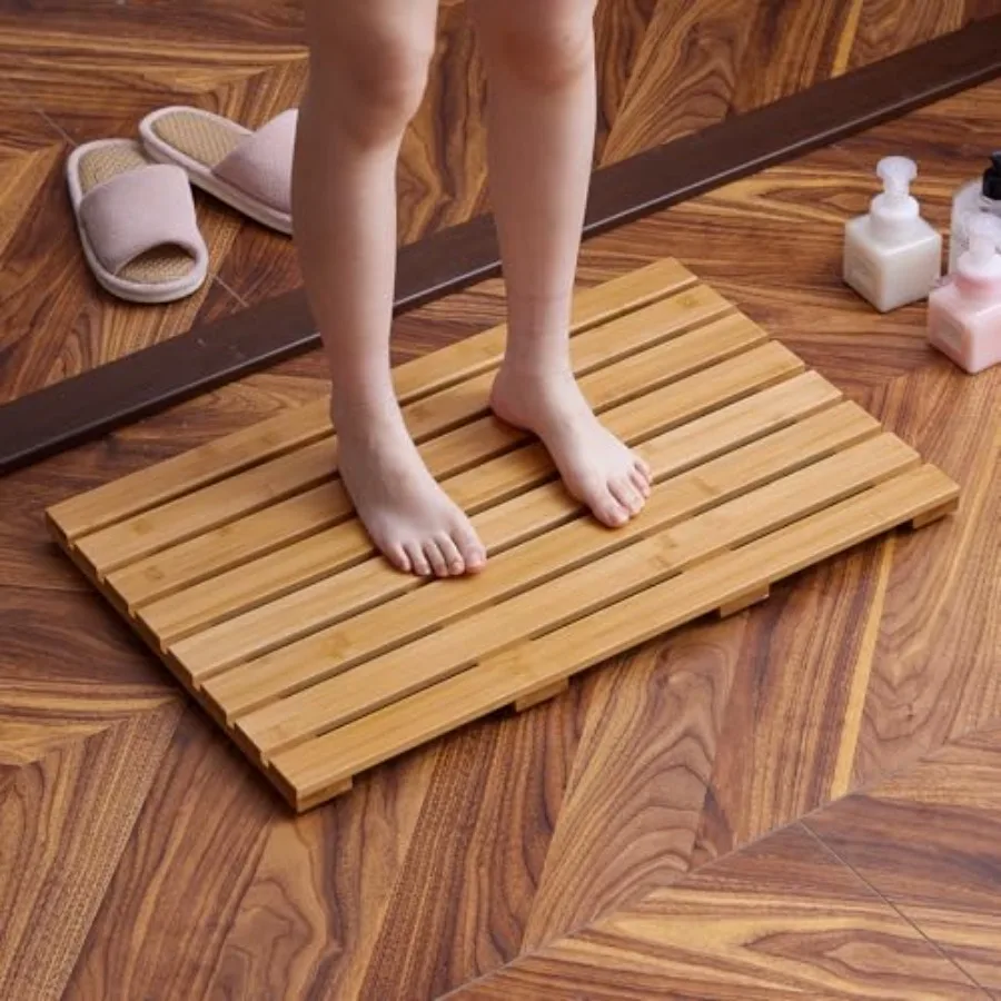 

Bamboo Bath Mat for Shower with Non-Slip RubberBathtub Mat Floor Mat Shower Mat for Indoor Outdoor Spa Sauna Pool 25.5 * 17 * 1