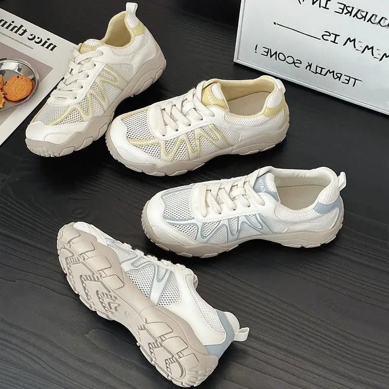 

Women's Summer New Style Thick Bottom Breathable Genuine Leather Net Surface Dequn Shoes Casual Fashion Tie Dye Rubber Sole