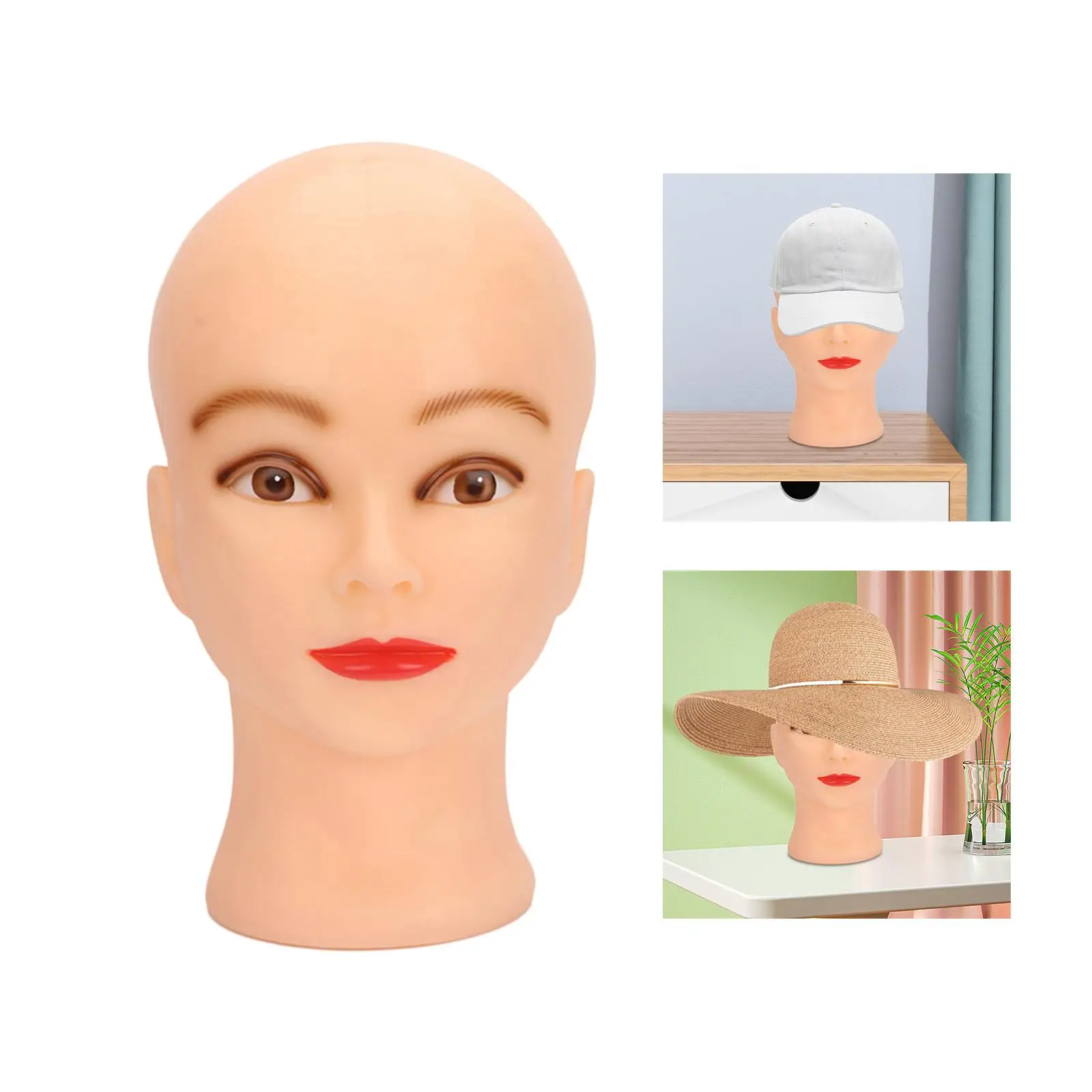 

Female Bald Mannequin Head Professional Makeup Doll Head Multipurpose Head Model for Wig Hair Styling Caps Hairdressing Hat