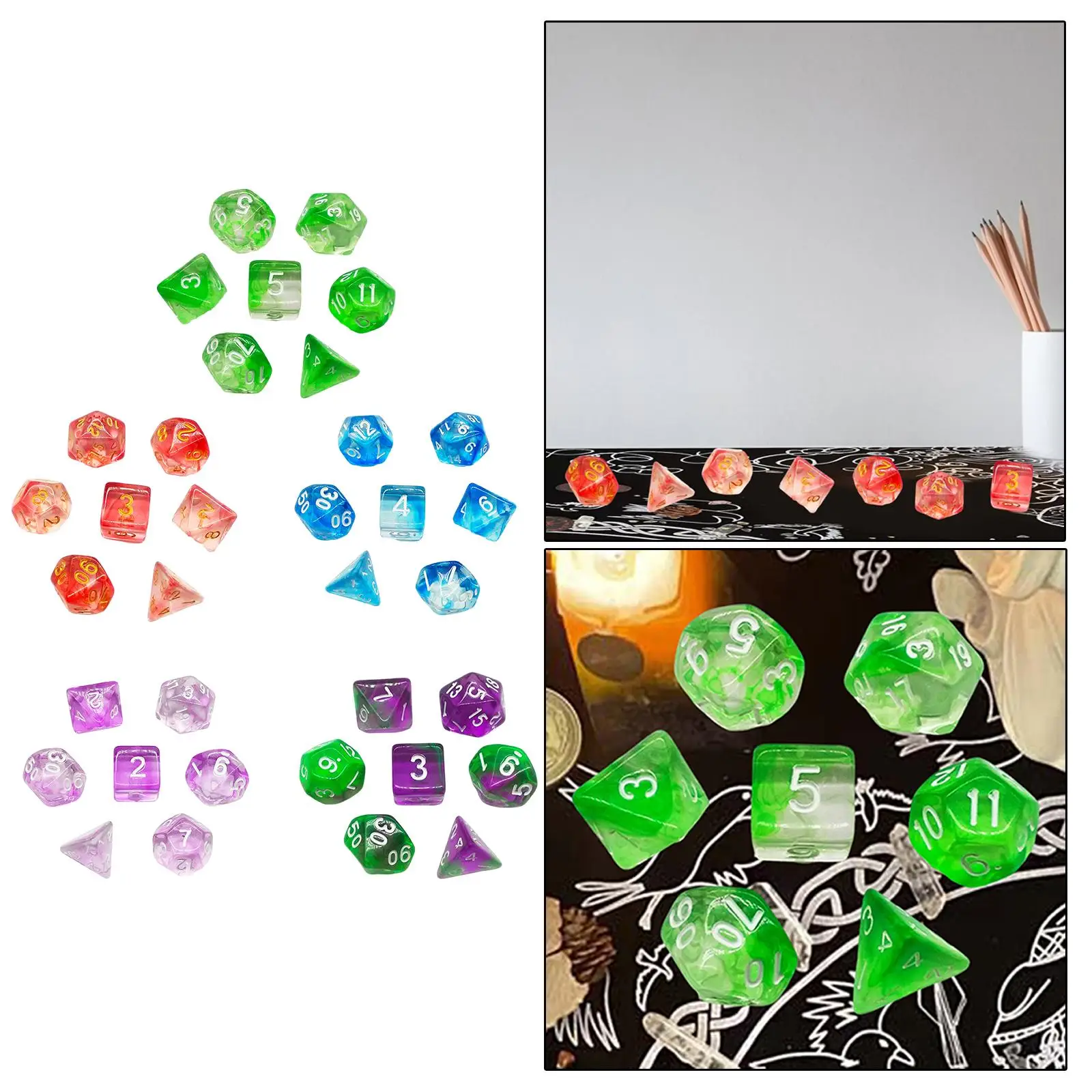 

7Pcs Polyhedral Dice Party Supply Fantasy Role Playing Dice for Dnd Rpg