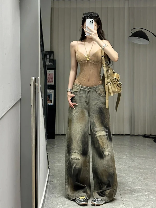 セクシーなアメリカンレトロ、甘辛ミックスガール、タイトなストラップ付きワンピース、夏デザイン、スリムトップス、女性用ハイウエストロング丈...