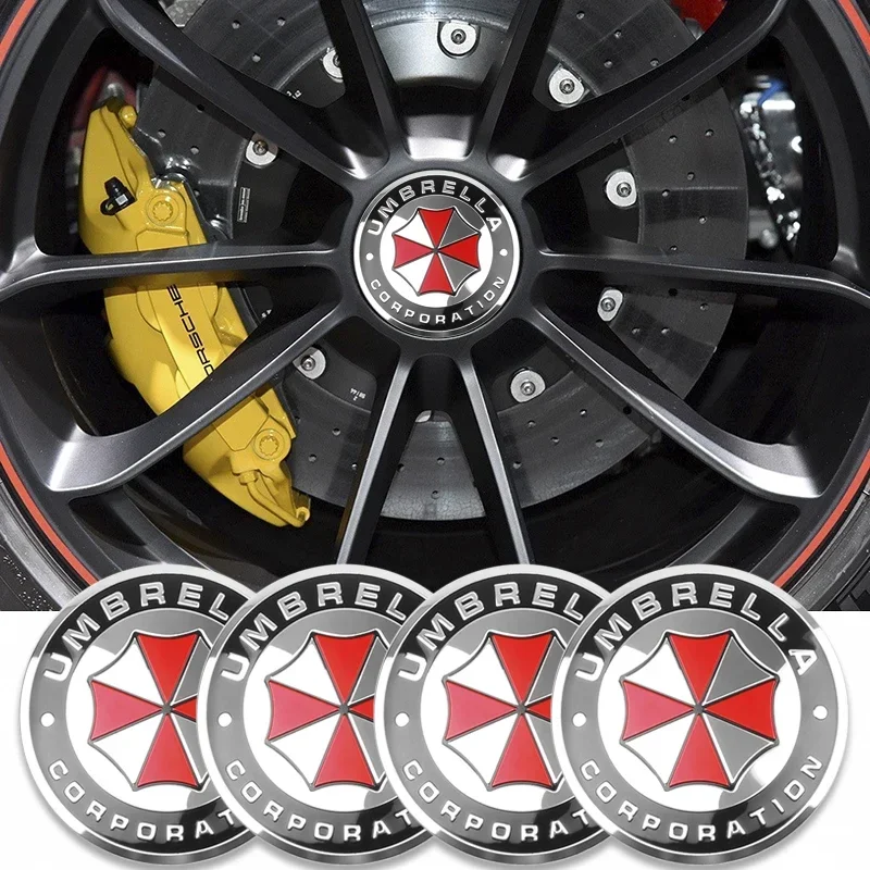 4pcs 56mm 3D Umbrella Corporation Emblem Car Wheel Center Hub Cap Rim Sticker Decals