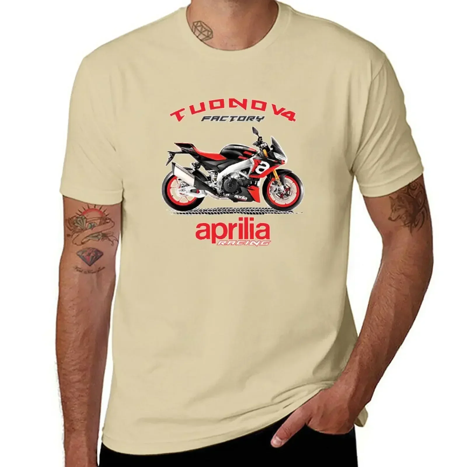 korean fashion funnys T-shirts for men cotton Designer Motorcycle of Aprilia TUONO V4 Factory T-Shirt vintage Summer